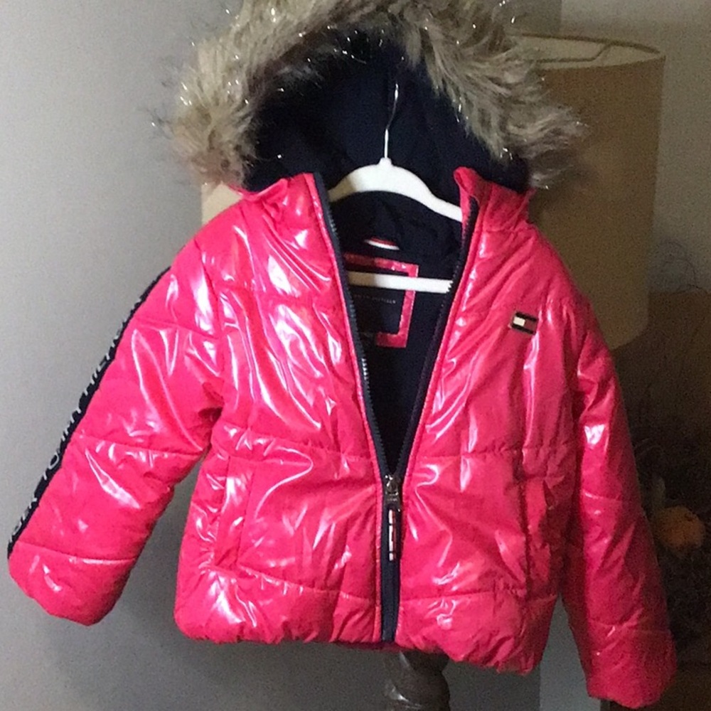 Tommy Hilfiger Pink Jacket with Faux Fur Trim
